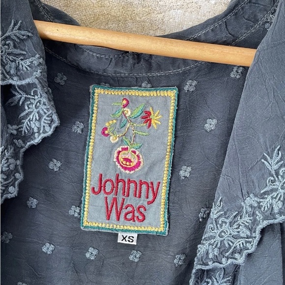 Johnny Was Cardigan Jacket Open Front Lace Gray Size XS Eyelet - Picture 7 of 8